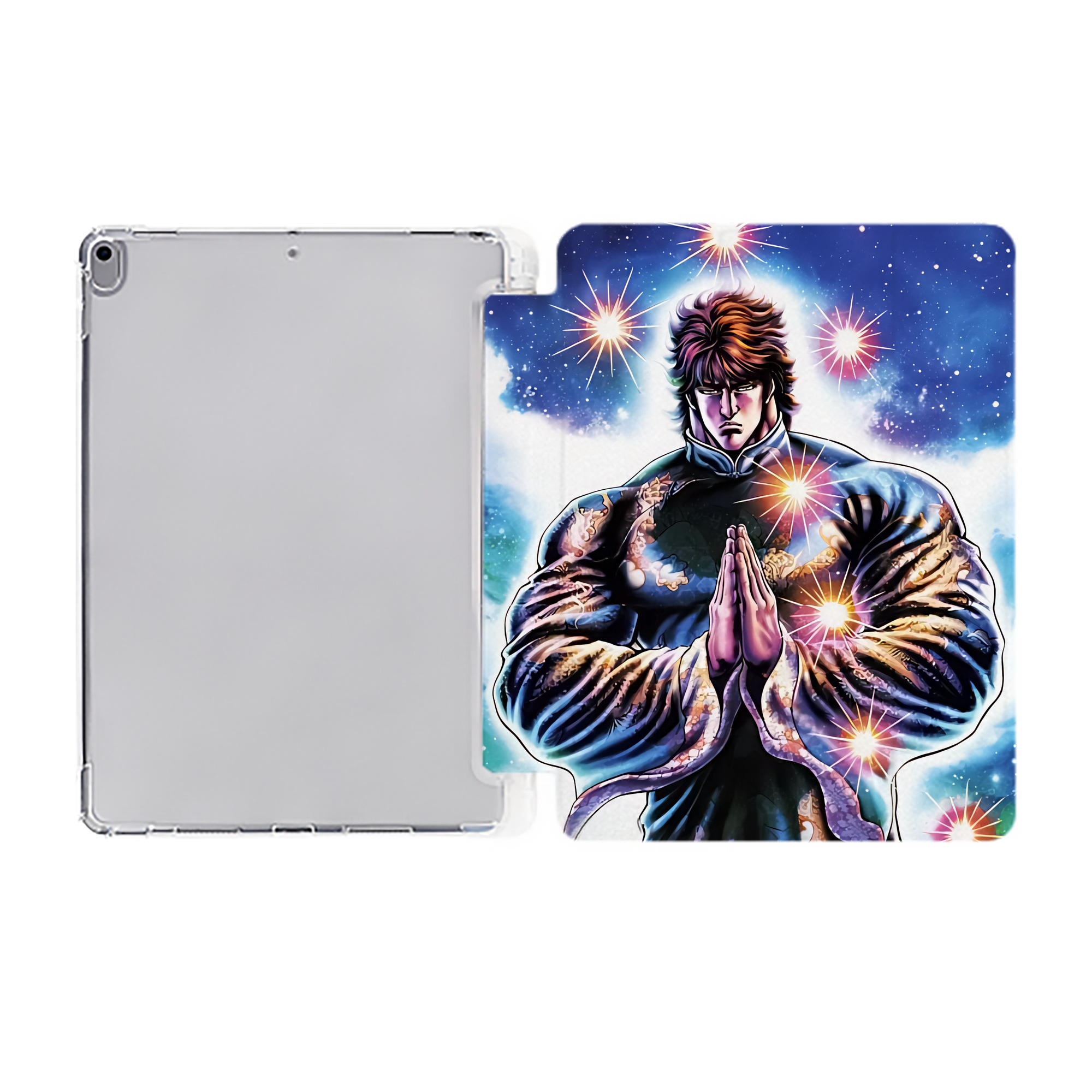 （画像用） 北斗の拳 Fist of the North Star IPad ケース ペン収納付き 三つ折りスタンド PUレザー×シリコン 対応機種9.5/10.5/10.9インチ